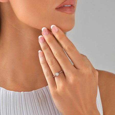 Bridal Solitaire Ring with 0.50 Carat TW of Diamonds in 14ct White Gold Bridal Solitaire Ring with 0.50 Carat TW of Diamonds in 14ct White Gold