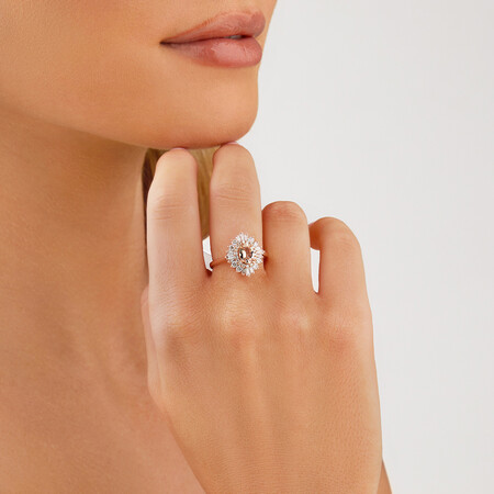 Ballerina Ring with 0.75 Carat TW of Diamonds & Morganite in 10ct Rose Gold Ballerina Ring with 0.75 Carat TW of Diamonds & Morganite in 10ct Rose Gold