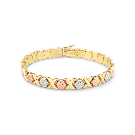 19cm (7.5") 8mm-8.5mm Width Bracelet in 10kt Yellow, White & Rose Gold 19cm (7.5") 8mm-8.5mm Width Bracelet in 10kt Yellow, White & Rose Gold