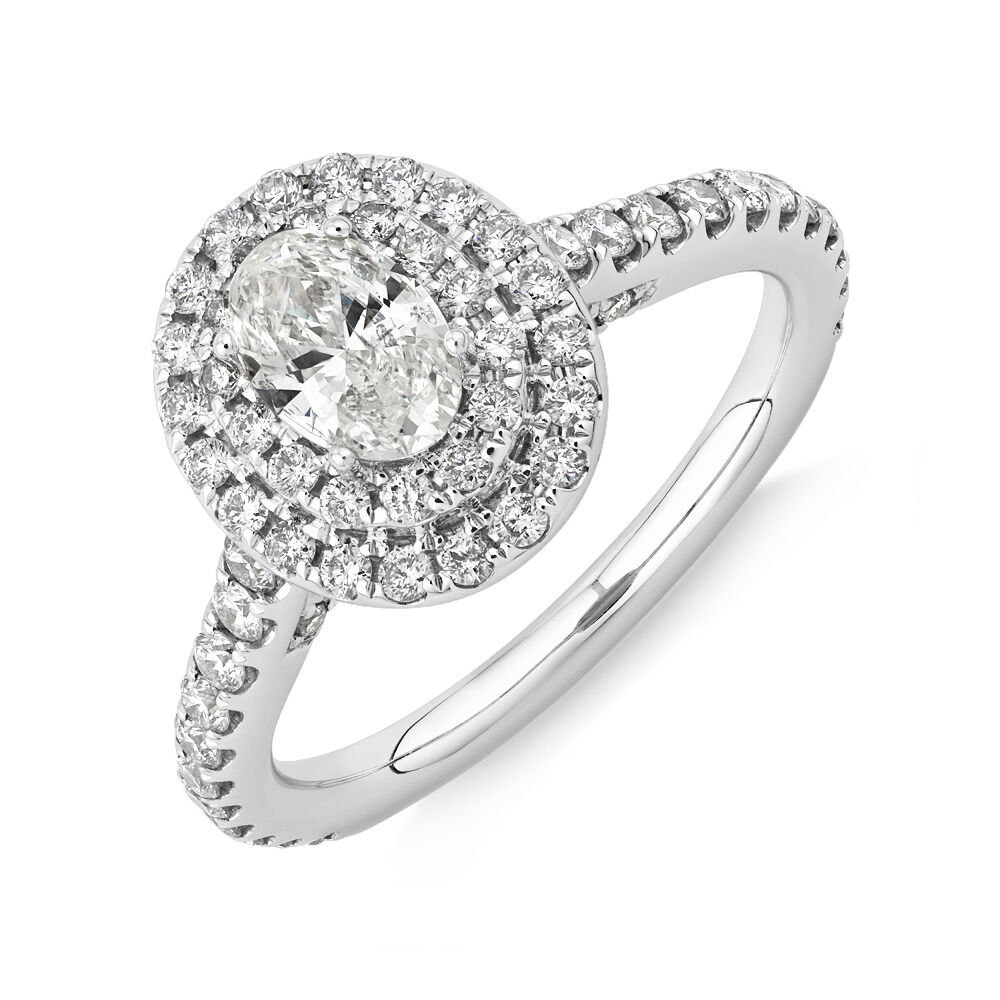 Sir Michael Hill Designer Engagement Ring with 1 1/5 Carat TW of Diamonds in 14ct White & Rose Gold