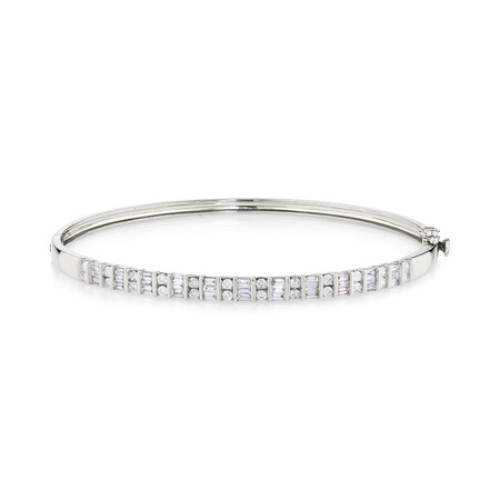 Bangle with 1 Carat TW of Diamonds in 10ct White Gold Bangle with 1 Carat TW of Diamonds in 10ct White Gold