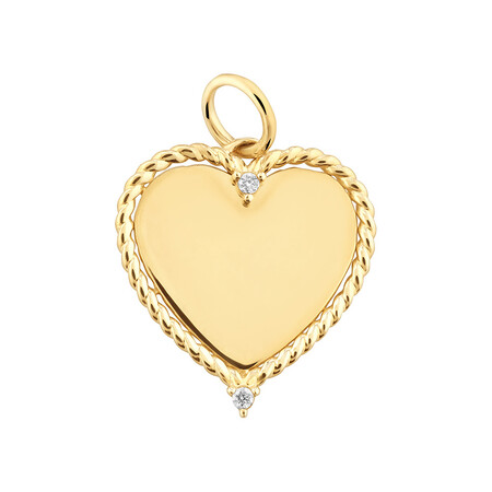 Heart Rope Pendant with Diamonds in 10kt Yellow Gold Heart Rope Pendant with Diamonds in 10kt Yellow Gold