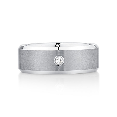 Men's Ring with a Diamond in Grey Sapphire Tungsten Men's Ring with a Diamond in Grey Sapphire Tungsten
