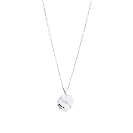 Diamond Heart Locket in 10ct White Gold & Sterling Silver Diamond Heart Locket in 10ct White Gold & Sterling Silver