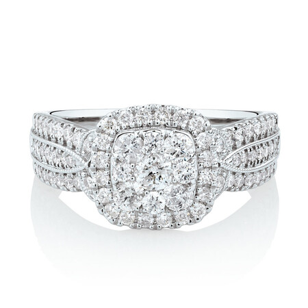 Ring with 1 Carat TW of Diamonds in 10ct White Gold Ring with 1 Carat TW of Diamonds in 10ct White Gold