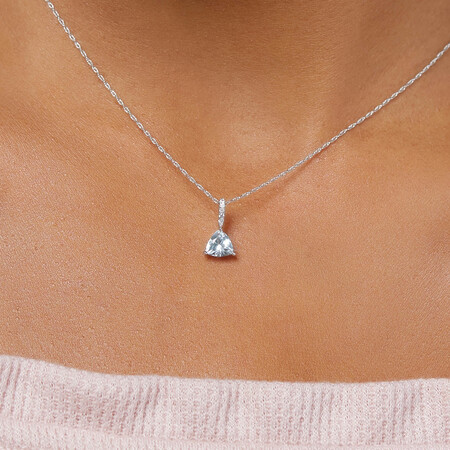 Pendant with Aquamarine & Diamonds in 10kt White Gold Pendant with Aquamarine & Diamonds in 10kt White Gold
