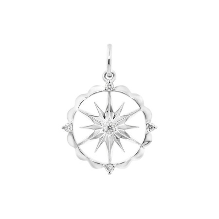 Star Motif Pendant with Diamonds in Sterling Silver Star Motif Pendant with Diamonds in Sterling Silver