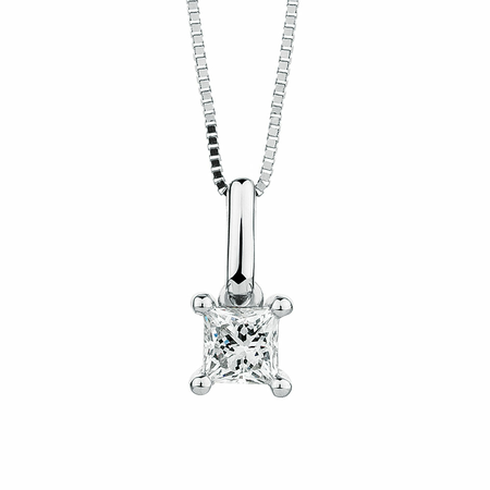 Solitaire Pendant with a 1/4 Carat Diamond in 14kt White Gold Solitaire Pendant with a 1/4 Carat Diamond in 14kt White Gold