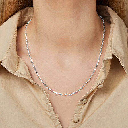 50cm (20") 2.5mm-3mm Width Oval Belcher Chain in Sterling Silver 50cm (20") 2.5mm-3mm Width Oval Belcher Chain in Sterling Silver
