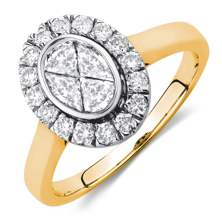 Engagement Ring with 3/4 Carat TW of Diamonds in 14ct Yellow & White Gold Engagement Ring with 3/4 Carat TW of Diamonds in 14ct Yellow & White Gold