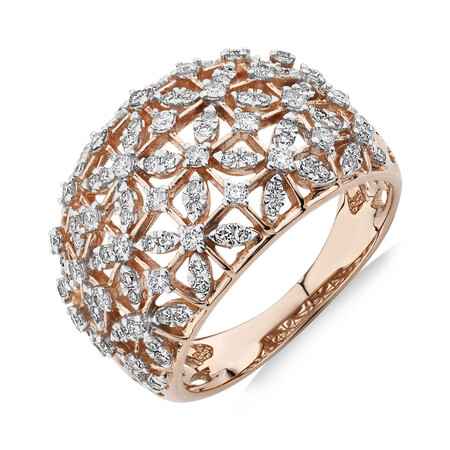 Ring with 0.75 Carat TW of Diamonds in 10ct Rose Gold