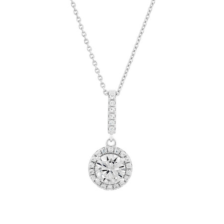 Halo Pendant with Cubic Zirconia in Sterling Silver Halo Pendant with Cubic Zirconia in Sterling Silver