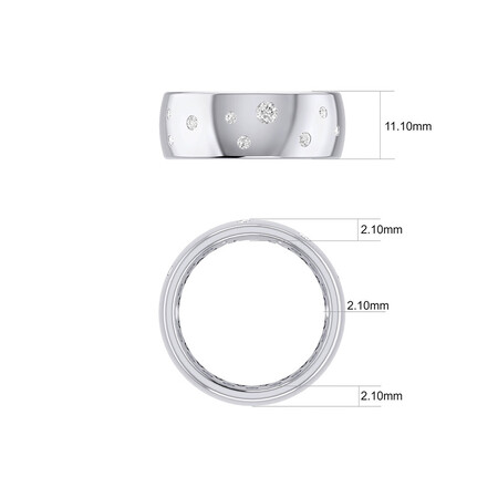 Hammer Set Barrel Ring with 0.20 Carat TW of Diamonds in 10ct White Gold Hammer Set Barrel Ring with 0.20 Carat TW of Diamonds in 10ct White Gold