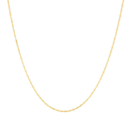 45cm (18") 1mm-1.5mm Width Hollow Singapore Chain in 10kt Yellow Gold 45cm (18") 1mm-1.5mm Width Hollow Singapore Chain in 10kt Yellow Gold