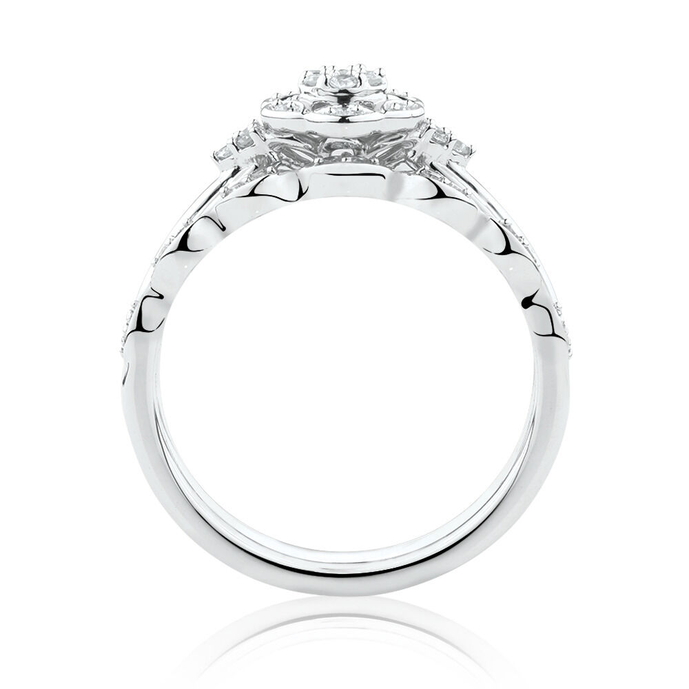Evermore Bridal Set with 0.13 Carat TW of Diamonds in 10ct White Gold