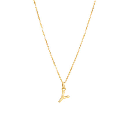 "Y" Initial Pendant with Chain in 10kt Yellow Gold
