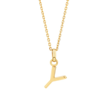 "Y" Initial Pendant with Chain in 10kt Yellow Gold "Y" Initial Pendant with Chain in 10kt Yellow Gold
