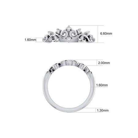 Crown Ring with Diamonds in Sterling Silver Crown Ring with Diamonds in Sterling Silver