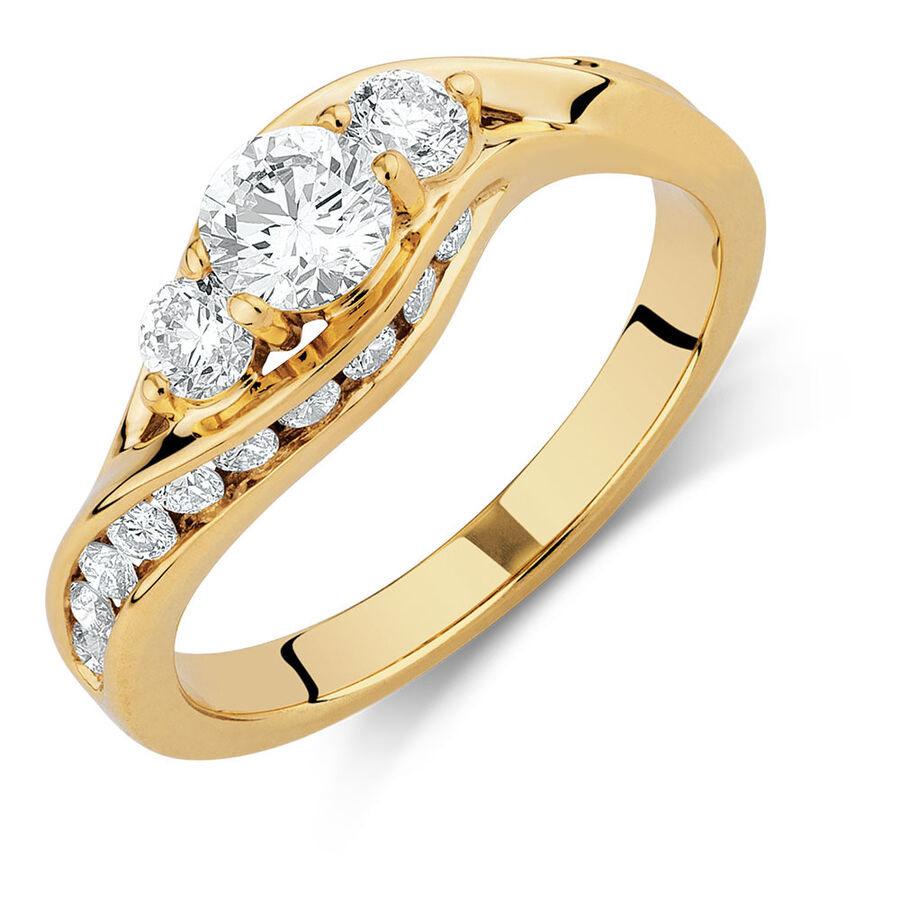 Engagement Ring with 1 Carat TW of Diamonds in 14ct Yellow Gold