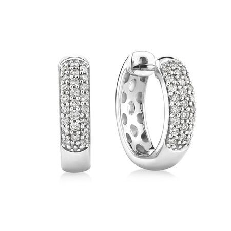 Huggie Earrings With 1/4 Carat TW Of Diamonds In 10kt White Gold Huggie Earrings With 1/4 Carat TW Of Diamonds In 10kt White Gold