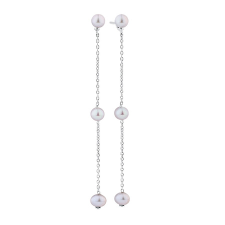 Drop Earrings with Grey Cultured Freshwater Pearl Earrings in Sterling Silver Drop Earrings with Grey Cultured Freshwater Pearl Earrings in Sterling Silver