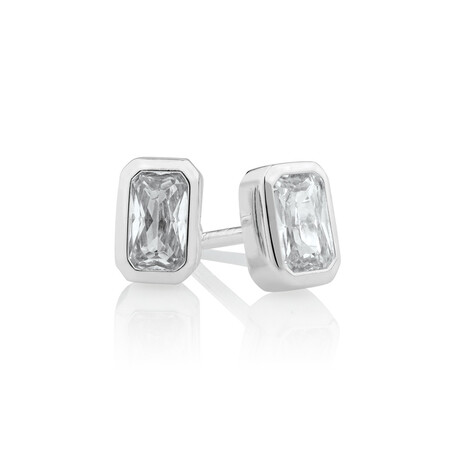 Stud Earrings with Cubic Zirconia in Sterling Silver Stud Earrings with Cubic Zirconia in Sterling Silver