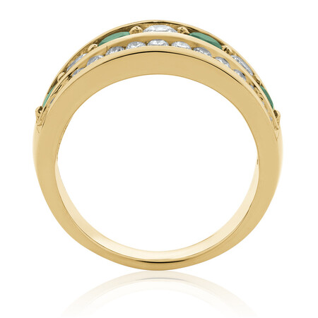 Ring with Natural Emerald & 1 Carat TW of Diamonds in 14ct Yellow Gold Ring with Natural Emerald & 1 Carat TW of Diamonds in 14ct Yellow Gold