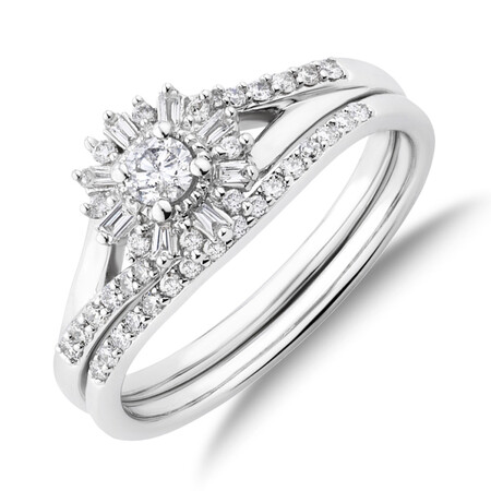 Bridal Set with 0.38 Carat TW Of Diamonds in 10kt White Gold Bridal Set with 0.38 Carat TW Of Diamonds in 10kt White Gold