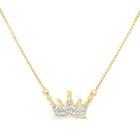 Crown Necklace with Diamonds in 10ct Yellow Gold Crown Necklace with Diamonds in 10ct Yellow Gold