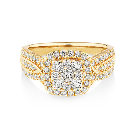 Ring with 1 Carat TW of Diamonds in 10kt Yellow Gold Ring with 1 Carat TW of Diamonds in 10kt Yellow Gold
