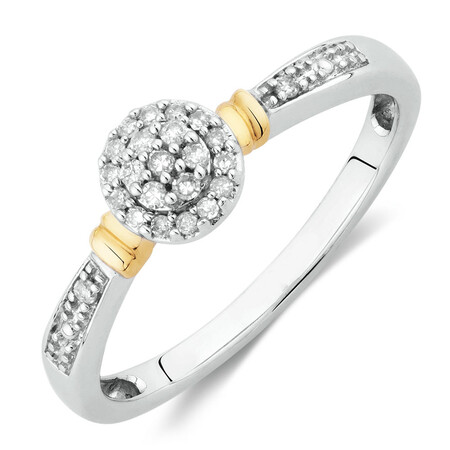 Promise Ring with Diamonds in 10ct White & Yellow Gold Promise Ring with Diamonds in 10ct White & Yellow Gold