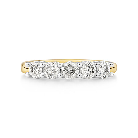 Evermore 5 Stone Wedding Band with 1 Carat TW of Diamonds in 14kt Yellow/White Gold Evermore 5 Stone Wedding Band with 1 Carat TW of Diamonds in 14kt Yellow/White Gold