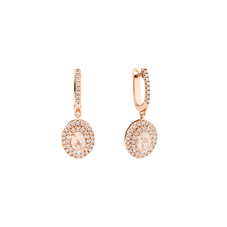 Morganite Double Halo Earrings with 0.38 Carat TW of Diamonds in 10ct Rose Gold Morganite Double Halo Earrings with 0.38 Carat TW of Diamonds in 10ct Rose Gold