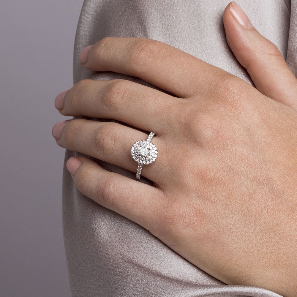 Sir Michael Hill Designer Engagement Ring with 1 1/5 Carat TW of Diamonds in 14ct White & Rose Gold