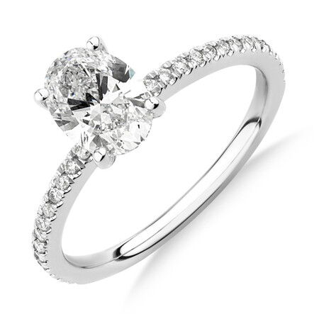 Laboratory-Created 1.14 Carat TW of Diamond Oval Ring In 14ct White Gold Laboratory-Created 1.14 Carat TW of Diamond Oval Ring In 14ct White Gold