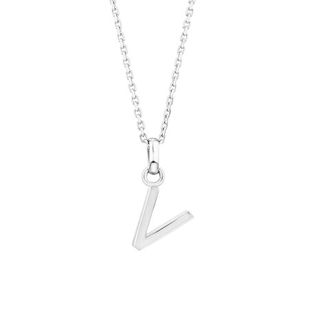 "V" Initial Pendant in Sterling Silver "V" Initial Pendant in Sterling Silver