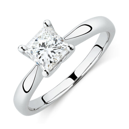 Certified Solitaire Engagement Ring with 1 Carat TW Diamond in 18kt White Gold Certified Solitaire Engagement Ring with 1 Carat TW Diamond in 18kt White Gold