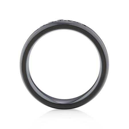 8mm Black Titanium Ring with Enhanced Black Diamonds 8mm Black Titanium Ring with Enhanced Black Diamonds