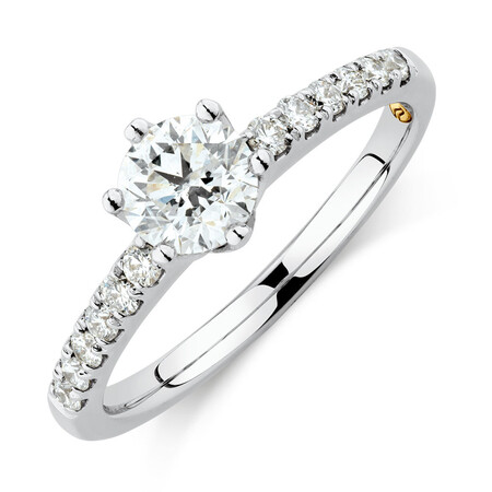 Whitefire Solitaire Engagement Ring With 0.88 Carat TW of Diamonds in 18ct White & 22ct Yellow Gold Whitefire Solitaire Engagement Ring With 0.88 Carat TW of Diamonds in 18ct White & 22ct Yellow Gold