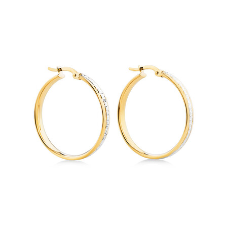 Two Tone Hoop Earrings in 10kt Yellow Gold & White Gold Two Tone Hoop Earrings in 10kt Yellow Gold & White Gold