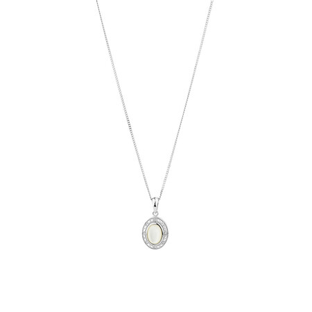 Pendant with Mother of Pearl and 0.04 Carat TW of Diamonds in Sterling Silver Pendant with Mother of Pearl and 0.04 Carat TW of Diamonds in Sterling Silver