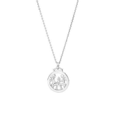 Gemini Zodiac Pendant in Sterling Silver