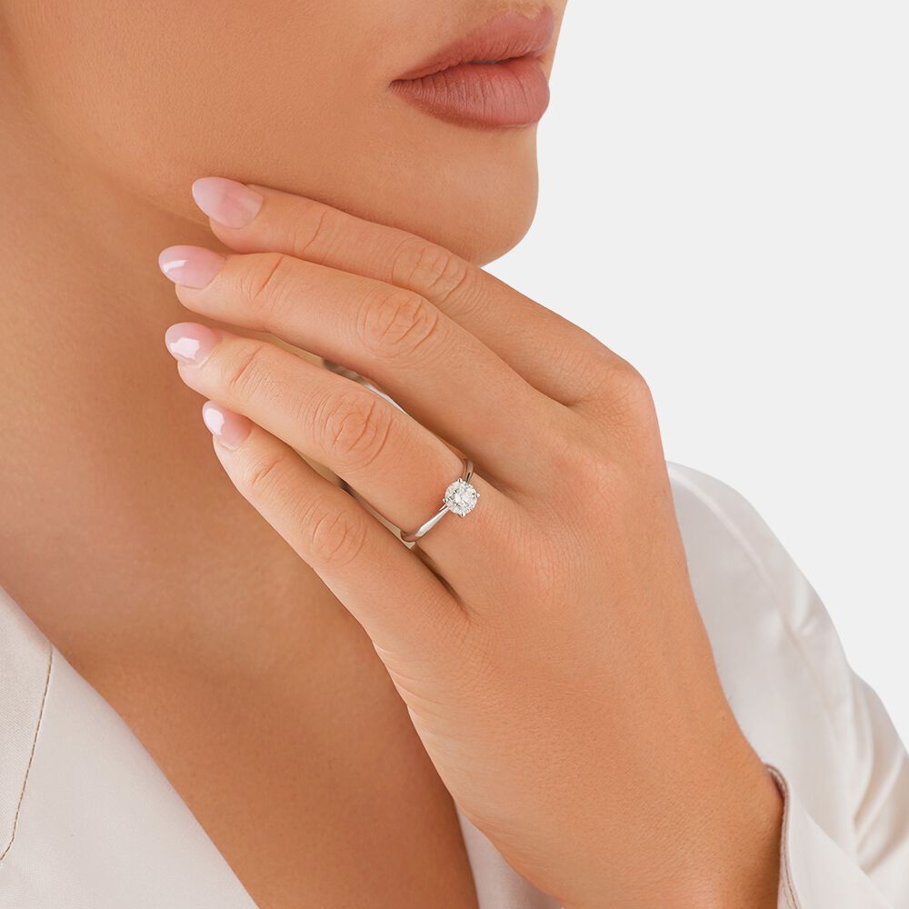 Evermore Certified Solitaire Engagement Ring with 1 Carat TW Diamond in 14ct White Gold