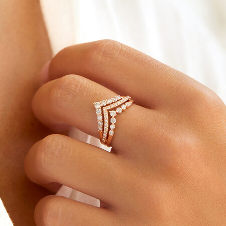 Three Row Chevron Ring with 0.75 Carat TW of Diamonds in 10kt Rose Gold Three Row Chevron Ring with 0.75 Carat TW of Diamonds in 10kt Rose Gold