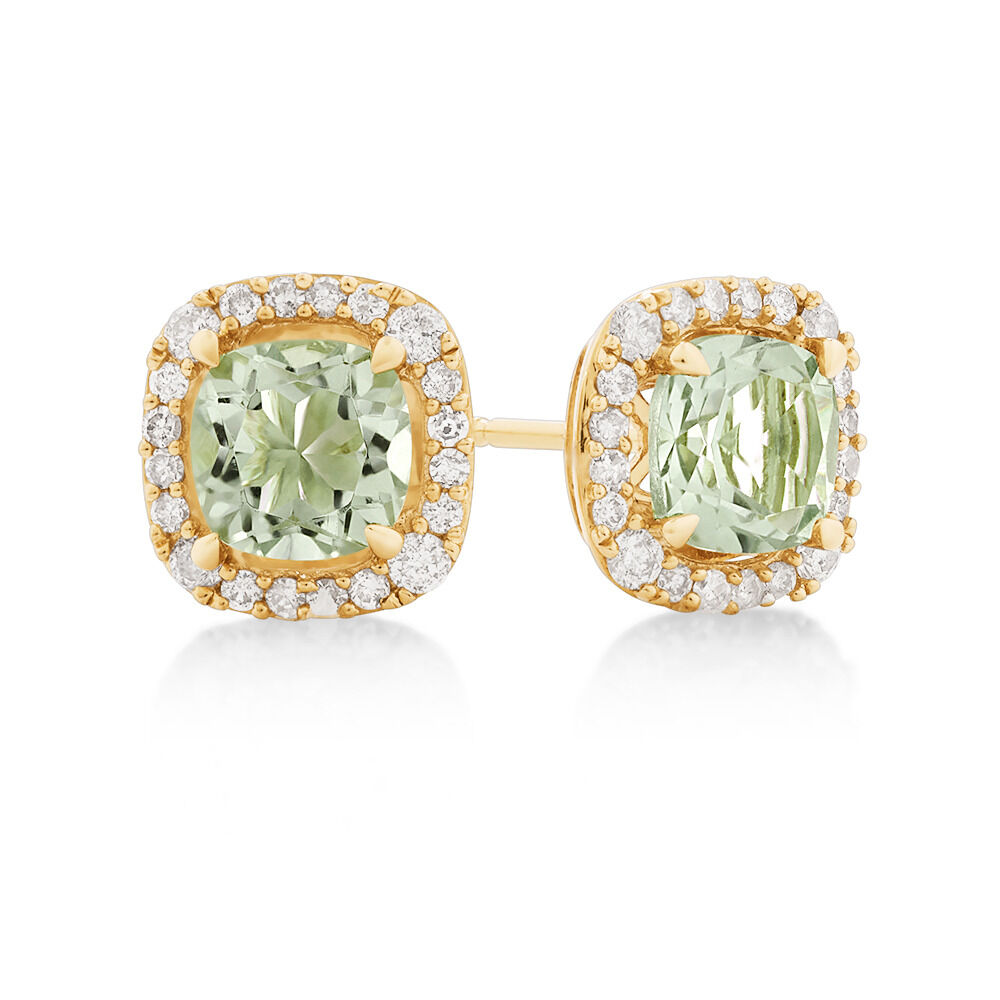 Green amethyst stud earrings on sale
