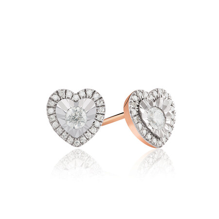 Heart Earrings With 0.24 Carat TW Of Diamonds In 10ct Rose Gold Heart Earrings With 0.24 Carat TW Of Diamonds In 10ct Rose Gold