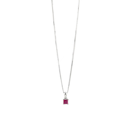 Square Pendant with Ruby Cubic Zirconia in Sterling Silver Square Pendant with Ruby Cubic Zirconia in Sterling Silver