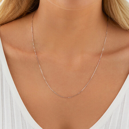 50cm (20") Box Chain in 18kt White Gold 50cm (20") Box Chain in 18kt White Gold