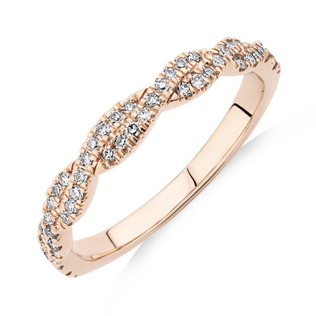 Evermore Twist Wedding Band with 0.20 Carat TW of Diamonds in 10ct Rose Gold Evermore Twist Wedding Band with 0.20 Carat TW of Diamonds in 10ct Rose Gold