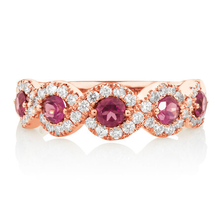 Ring with 0.46 Carat TW of Diamonds & Rhodolite Garnet in 14ct Rose Gold Ring with 0.46 Carat TW of Diamonds & Rhodolite Garnet in 14ct Rose Gold